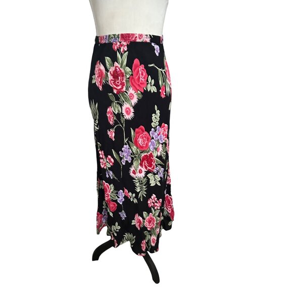Vintage 90s Y2k Beaded Floral Embroidered Sequin Maxi Skirt M Resort Wear Cruise - Picture 1 of 9